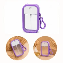 Frasco Flat 50ml Card Cristal - C/Capa Silicone e Chaveiro Lilas