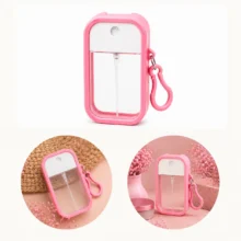 Frasco Flat 50ml Card Cristal - C/Capa Silicone e Chaveiro Rosa